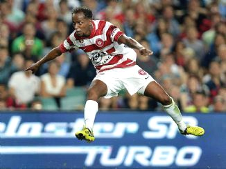 Youssouf Hersi (Western Sydney Wanderers midfielder Youssouf Hersi takes a shot at goal. Picture: GREGG PORTEOUS)